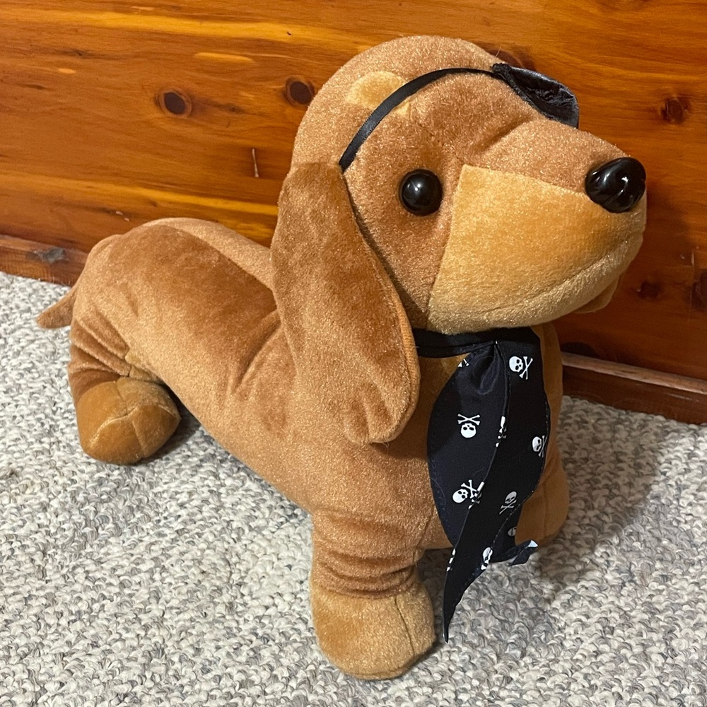 Snuggle Buddy Halloween Dachshund Dog Plush Toy Pirate Brown Black Tie Heat Hug